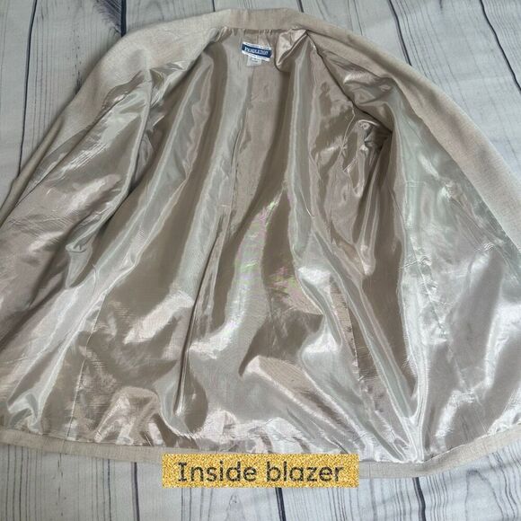 Vtg Pendleton Linen Mix Blazer Jacket 6 Beige Country Western Office Capsule USA - Picture 9 of 13